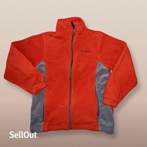 Columbia Boys Fleece Jacket Orange Full Zip Size 14-16 Casual